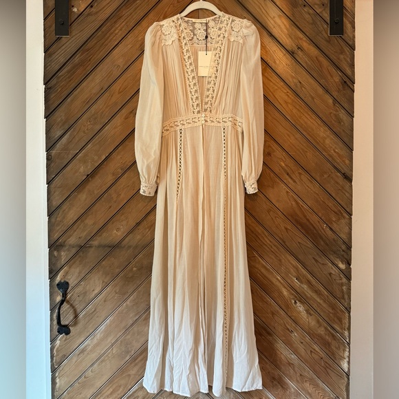 NWT Spell & the Gypsy Le Gauze Lace duster Small new off white dress wedding - Picture 5 of 17